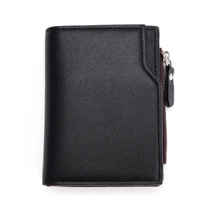 Anti-theft Leather Wallet For Traveling Ultra-thin Zipper Pocket Men Bag