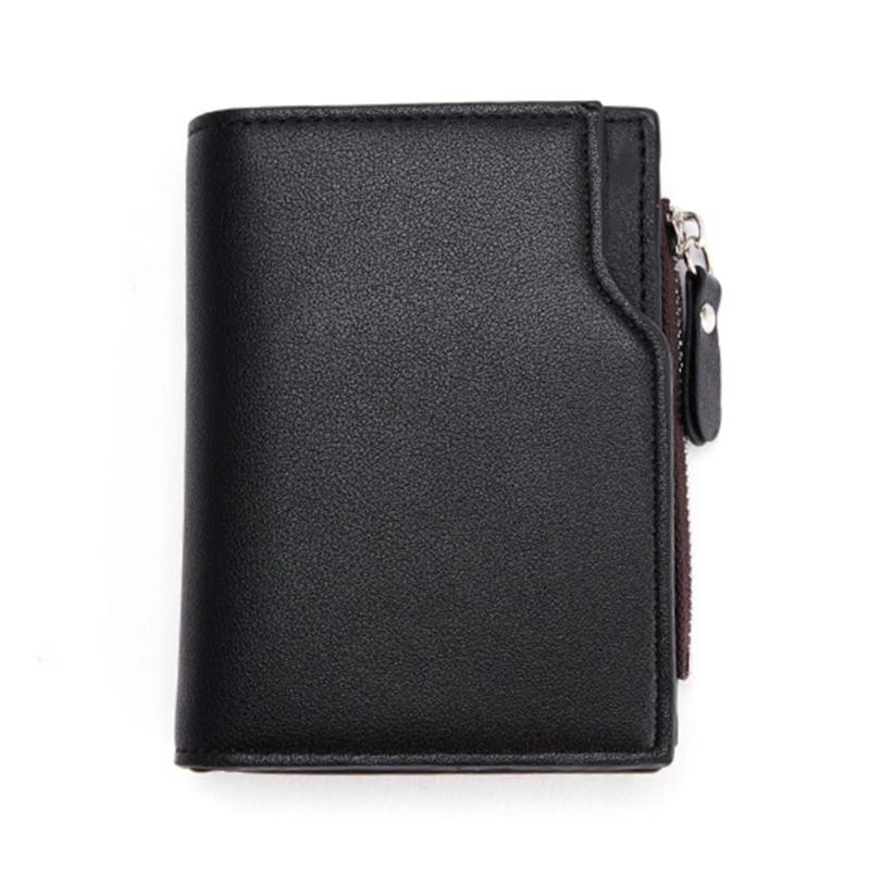 Anti-theft Leather Wallet For Traveling Ultra-thin Zipper Pocket Men Bag
