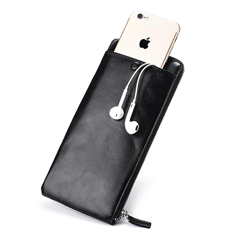 Men's Large Capacity Business Handbag with Wallet Clip and Zipper