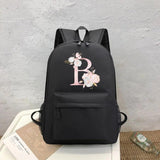 Rose Pink Letter Backpack Canvas Travel Female Shoulder Bags