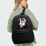 Rose Pink Letter Backpack Canvas Travel Female Shoulder Bags