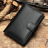 MAHEU High Leather Slim Wallet For Man Soft Cowskin Short Pocket Purse