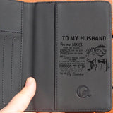 TO MY Husband Engraving PU Leather Passport Cover Wallet for Men