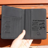 TO MY Husband Engraving PU Leather Passport Cover Wallet for Men