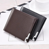 Youth Men Wallet Short Ultra-thin Pu Leather Money Coins Pack Purse