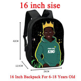 Afri Boy Brown Art Print Backpack for Kids - Young King 3D Schoolbag