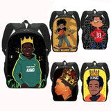 Afri Boy Brown Art Print Backpack for Kids - Young King 3D Schoolbag