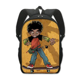 Afri Boy Brown Art Print Backpack for Kids - Young King 3D Schoolbag