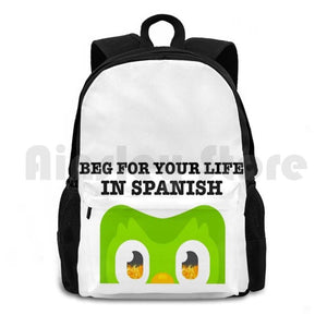 Duolingo Bird Funny Outdoor Hiking Backpack Riding Climbing Sports Bag