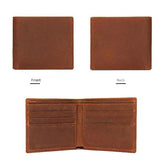 Crazy Horse Leather Men Short Wallet Bifold Horizontal Male Purse