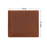 Crazy Horse Leather Men Short Wallet Bifold Horizontal Male Purse
