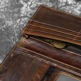 Men's Leather Dragon Wallet Bifold Long Wallet with Zipper Pocket