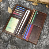 Men's Leather Dragon Wallet Bifold Long Wallet with Zipper Pocket