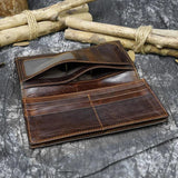 Men's Leather Dragon Wallet Bifold Long Wallet with Zipper Pocket