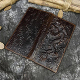 Men's Leather Dragon Wallet Bifold Long Wallet with Zipper Pocket