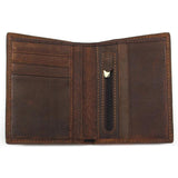 Top Grain Leather Crocodile Head Men Wallet Brown Crazy Horse