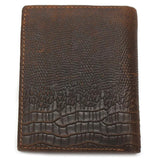 Top Grain Leather Crocodile Head Men Wallet Brown Crazy Horse