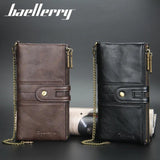 Engraved Men's Double Zipper Wallet w/ Chain - PU Leather