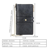 Engraved Men's Double Zipper Wallet w/ Chain - PU Leather