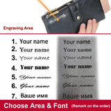 Engraved Men's Double Zipper Wallet w/ Chain - PU Leather