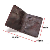 1st Layer Cowhide Men's Wallet Vertical Money Clip Retro Male Purse Wallet