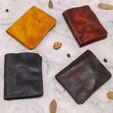 1st Layer Cowhide Men's Wallet Vertical Money Clip Retro Male Purse Wallet