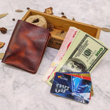 1st Layer Cowhide Men's Wallet Vertical Money Clip Retro Male Purse Wallet