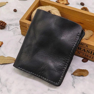 1st Layer Cowhide Men's Wallet Vertical Money Clip Retro Male Purse Wallet