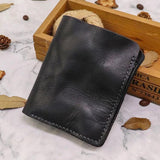 1st Layer Cowhide Men's Wallet Vertical Money Clip Retro Male Purse Wallet