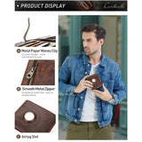 Men Leather Slim Wallet RFID Money Case Wallets with Airtag