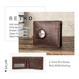 Men Leather Slim Wallet RFID Money Case Wallets with Airtag