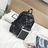 Marble Stone Print Backpack Canvas School Rucksack
