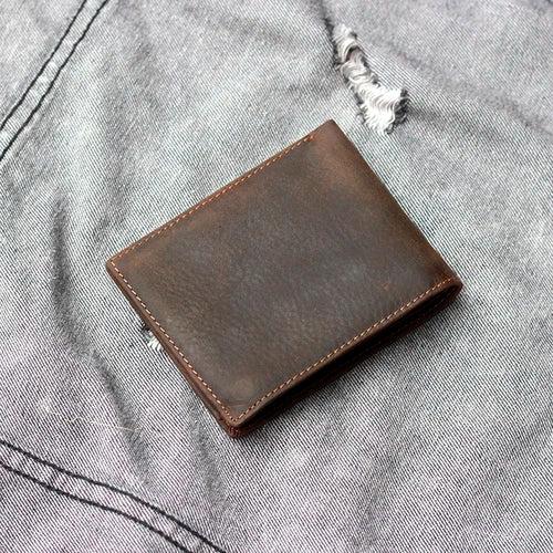 Slim Dark Brown Bifold Leather Men Wallet