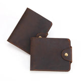 Men's Cowhide Oil Wax Leather Wallet Vintage Business Man Purse