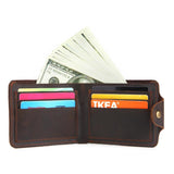 Men's Cowhide Oil Wax Leather Wallet Vintage Business Man Purse