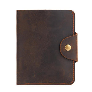 Men's Cowhide Oil Wax Leather Wallet Vintage Business Man Purse