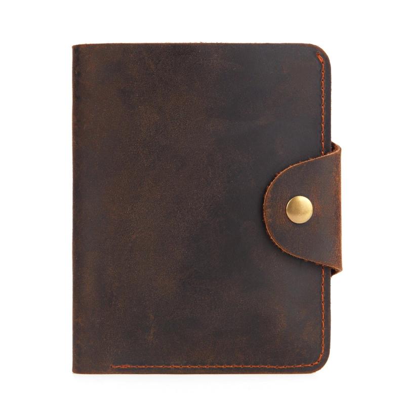 Men's Cowhide Oil Wax Leather Wallet Vintage Business Man Purse