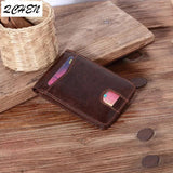Retro Casual Men's Leather Wallet Oil Wax Skin US Clip Card Purse
