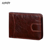 Retro Casual Men's Leather Wallet Oil Wax Skin US Clip Card Purse