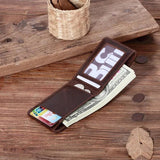 Retro Casual Men's Leather Wallet Oil Wax Skin US Clip Card Purse