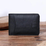 Retro Casual Men's Leather Wallet Oil Wax Skin US Clip Card Purse