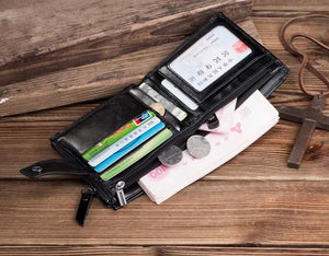 Men's Cow Leather Wallet Short Business Wallet For Man Casual Card Bag