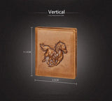 Crazy Horse pattern Brown Leather Men's Wallet Long with Short