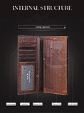 Crazy Horse pattern Brown Leather Men's Wallet Long with Short