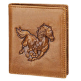 Crazy Horse pattern Brown Leather Men's Wallet Long with Short