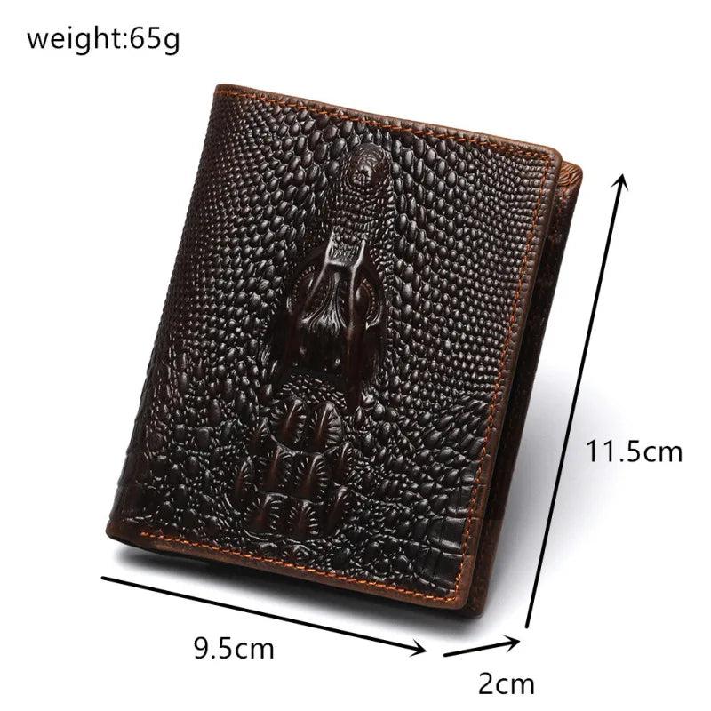 Crocodile Leather Wallet for Men, 3D Design, High Quality