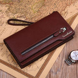 Men's Long Wallet Business Purse PU Leather Zipper Clutch