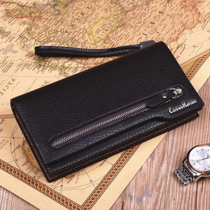 Men's Long Wallet Business Purse PU Leather Zipper Clutch