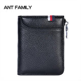 Leather Men Wallet High Mini Small Zipper Wallet RFID Male Purse