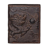Chinese Dragon Pattern Leather Men's Wallets High Quality Purse
